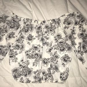 Black & white floral off the shoulder top